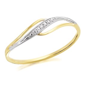 9ct Gold Two Colour Diamond Wire Ring - R2127