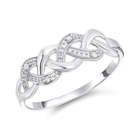 9ct White Gold Diamond Accent Crossover Ring - R2138