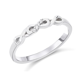 9ct White Gold Diamond Set Infinity Wedding Ring - R2315