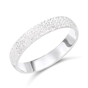 9ct White Gold 3.5mm Sparkle Diamond-Cut Wedding Ring - R2320