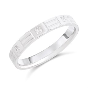 9ct White Gold Boxed Diamond Set Wedding Ring - 3mm - R2344