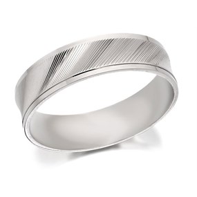 9ct White Gold Satin Finish Wedding Ring - 6mm - R2404