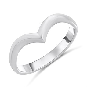 9ct White Gold Deep V Wishbone Wedding Ring - R32901