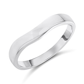9ct White Gold 3mm Shaped Wedding Ring - R32905