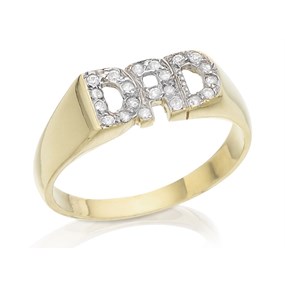 9ct Gold Cubic Zirconia Dad Ring - R3506