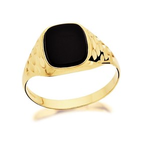 9ct Gold Gentleman's Onyx Signet Ring - R3753