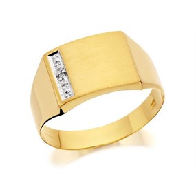 9ct Gold Gentleman's Diamond Set Signet Ring - R4006