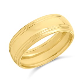 9ct Gold Lined Hollow D-Shaped Wedding Ring - 7mm - R4302