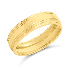 9ct Gold Lined Hollow D-Shaped Wedding Ring - 5mm - R4352