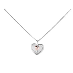 Clogau Silver And 9ct Rose Gold Tree Of Life Heart Necklace - R48167