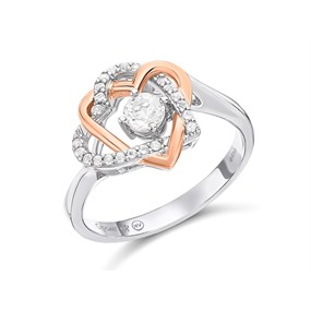 Clogau Silver And 9ct Rose Gold Always In My Heart White Topaz Ring - R48174