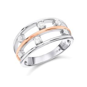 Cloagu Silver And 9ct Rose Gold Awyr Y Nos Ring - R48184