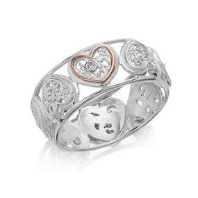 Clogau Silver And 9ct Rose Gold Tree Of Life One Diamond Ring - R4882
