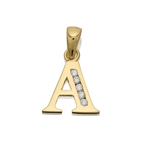 9ct Gold Cubic Zirconia Initial A - R5101