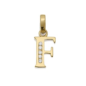 9ct Gold Cubic Zirconia Initial F - R5106