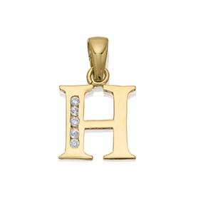 9ct Gold Cubic Zirconia Initial H - R5108