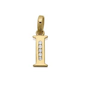 9ct Gold Cubic Zirconia Initial I - R5109