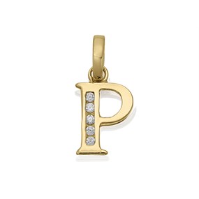 9ct Gold Cubic Zirconia Initial P - R5116