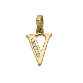 9ct Gold Cubic Zirconia Initial V - R5122