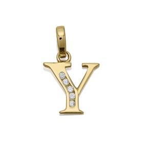 9ct Gold Cubic Zirconia Initial Y - R5125