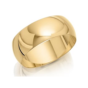9ct Gold Heavyweight D Shaped Wedding Ring - 8mm - R5228