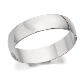 18ct White Gold D Shaped Wedding Ring - 5mm - R56211