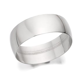 18ct White Gold D Shaped Wedding Ring - 7mm - R56217