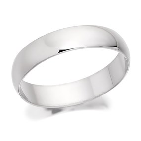 18ct White Gold Heavyweight D Shaped Wedding Ring - 4mm - R56224