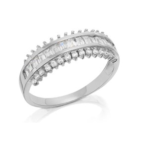 9ct White Gold Cubic Zirconia Band Ring - R5962