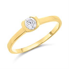 9ct Gold Cubic Zirconia Solitaire Ring - R5981