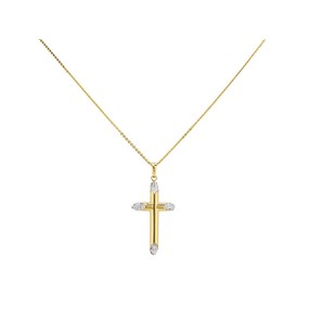 Aureus 9ct Bonded Gold On Sterling Silver Cross And Chain - R6016