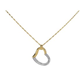 Aureus 9ct Bonded Gold On Sterling Silver Crystal Open Heart Necklace - R6019
