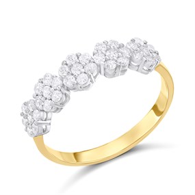 9ct Gold Two Colour Cluster Flower Ring - R6131