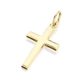 9ct Gold Beaded Edge Cross - 20mm - R6301
