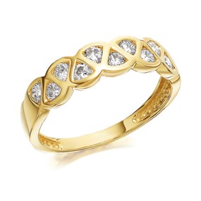 9ct Gold Cubic Zirconia Lattice Ring - EXCLUSIVE - R6505