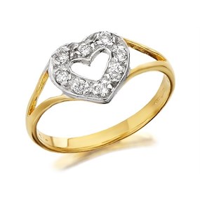 9ct Gold Two Colour Child's Cubic Zirconia Heart Ring - R6540