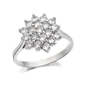 9ct White Gold Cubic Zirconia Cluster Ring - R6578