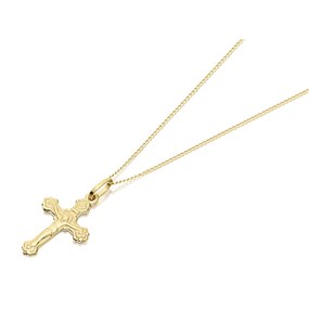 9ct Gold Crucifix Cross And Chain - R6616
