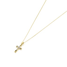 9ct Gold Diamond Cross And Chain - 4pts - EXCLUSIVE - R6622