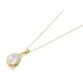 9ct Gold Pear Cubic Zirconia Necklace - R6971