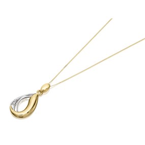 9ct Gold Two Colour Cubic Zirconia Teardrop Necklace - R6973
