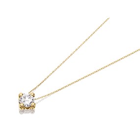 9ct Gold Cubic Zirconia Solitaire Necklace - R6974