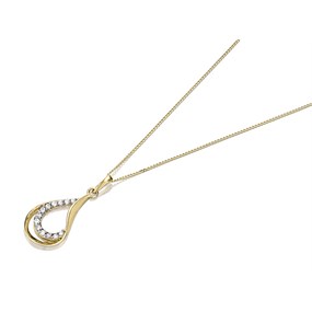 9ct Gold Cubic Zirconia Open Teardrop Necklace - R6987
