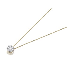 9ct Gold Cubic Zirconia Cluster Necklace - R6990