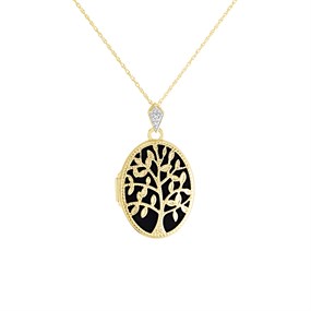 9ct Gold Diamond Filigree Tree Of Life Locket - R7266