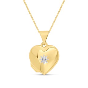 9ct Gold Diamond Set Locket And Chain - R7270