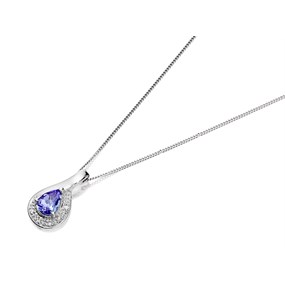 9ct White Gold Tanzanite And Diamond Necklace - R8136