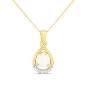 9ct Opal And Diamond Teardrop Necklace - R82123