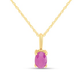 9ct Gold Ruby Oval Necklace - R82125