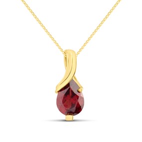 9ct Gold Swirl Garnet Necklace - R82128